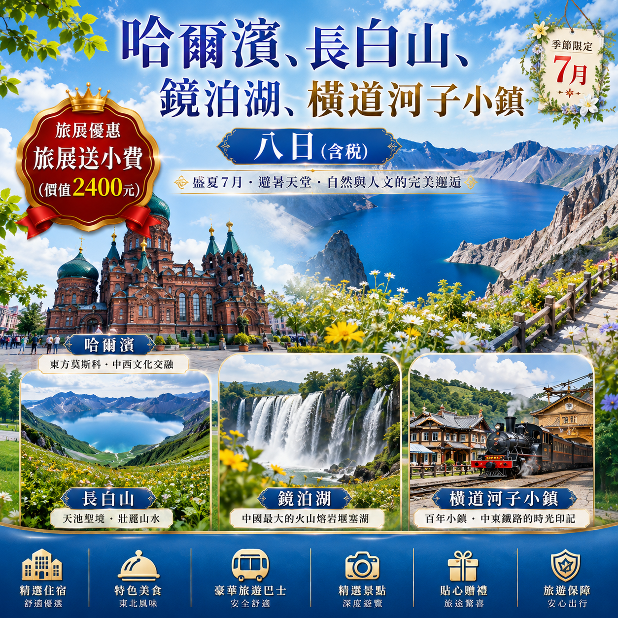 精選哈爾濱八日~哈爾濱、長白山、鏡泊湖、橫道河子小鎮