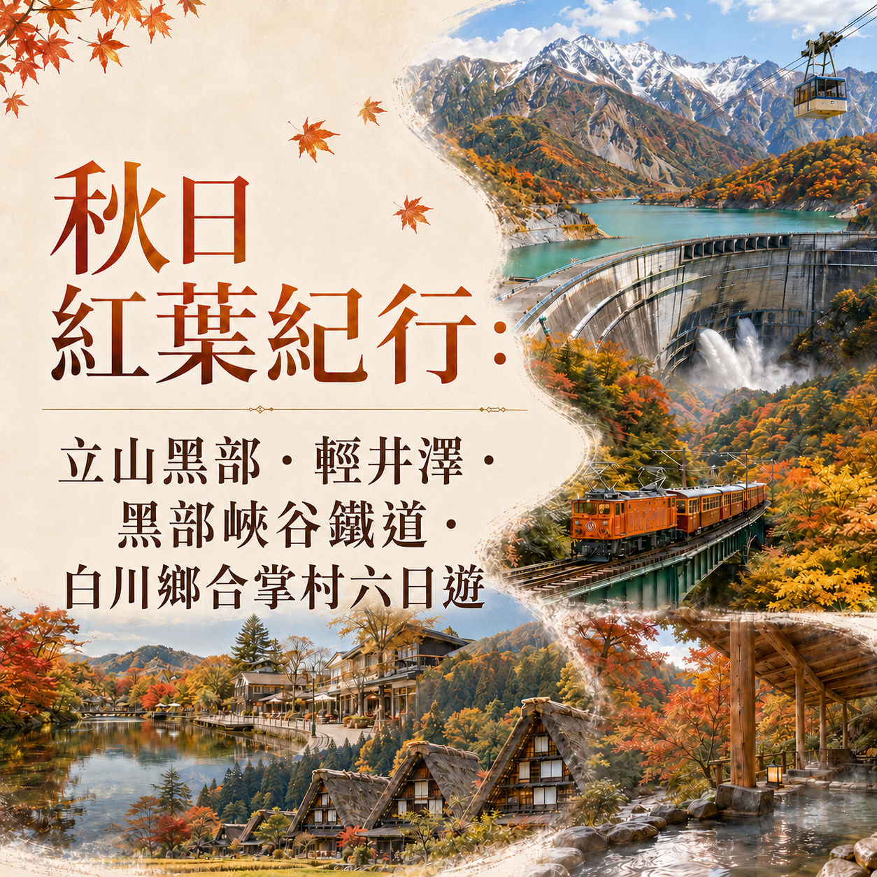  秋日紅葉紀行：立山黑部・輕井澤・黑部峽谷鐵道・白川鄉合掌村六日遊