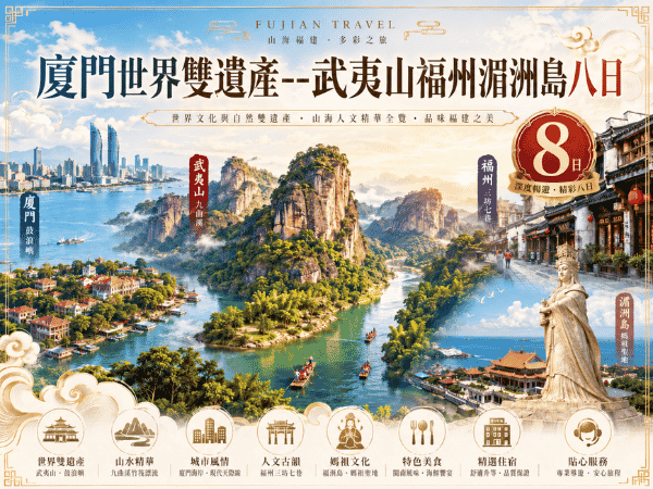 加送印象大紅袍秀 廈門世界雙遺產--武夷山福州湄洲島八日