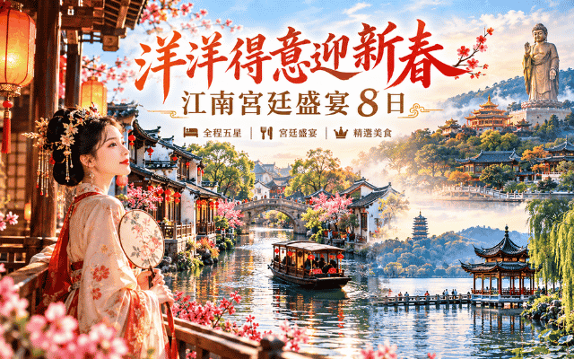 全程國際五星酒店 洋洋得意迎新春·江南宮廷盛宴 8 日
